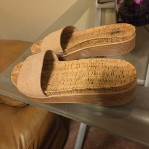Donald J. Pliner Beige Cork Flip Flop Sandals